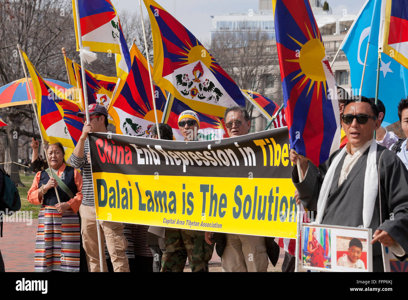 March 10, 2016, Washington, DC USA: Tibetan-Americans and Tibet supporters rally on Tibetan National Uprising Day Stock Photo