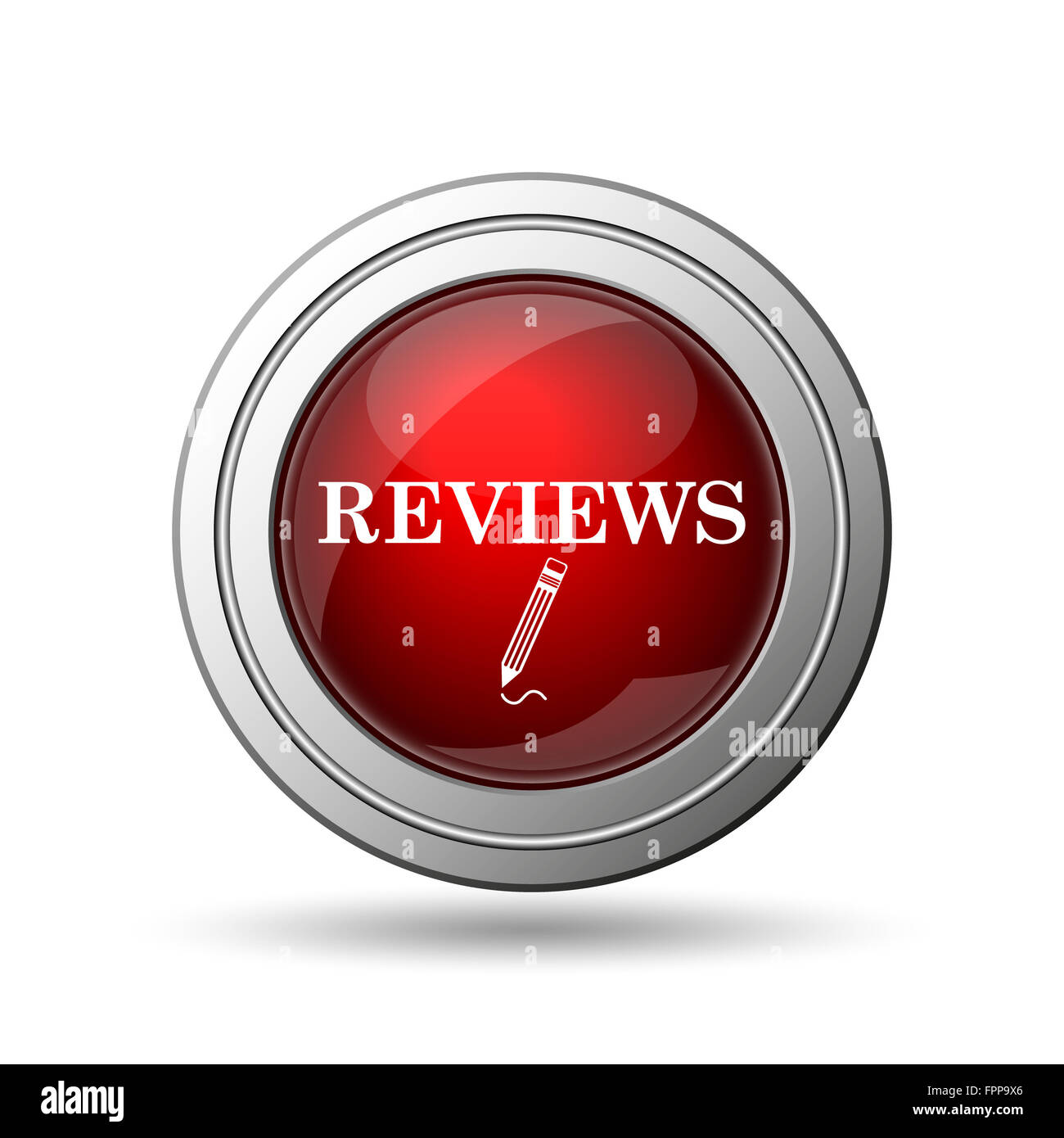 Reviews icon. Internet button on white background Stock Photo - Alamy