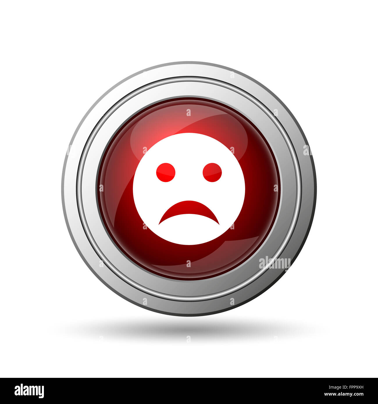 Sad smiley icon. Internet button on white background Stock Photo - Alamy