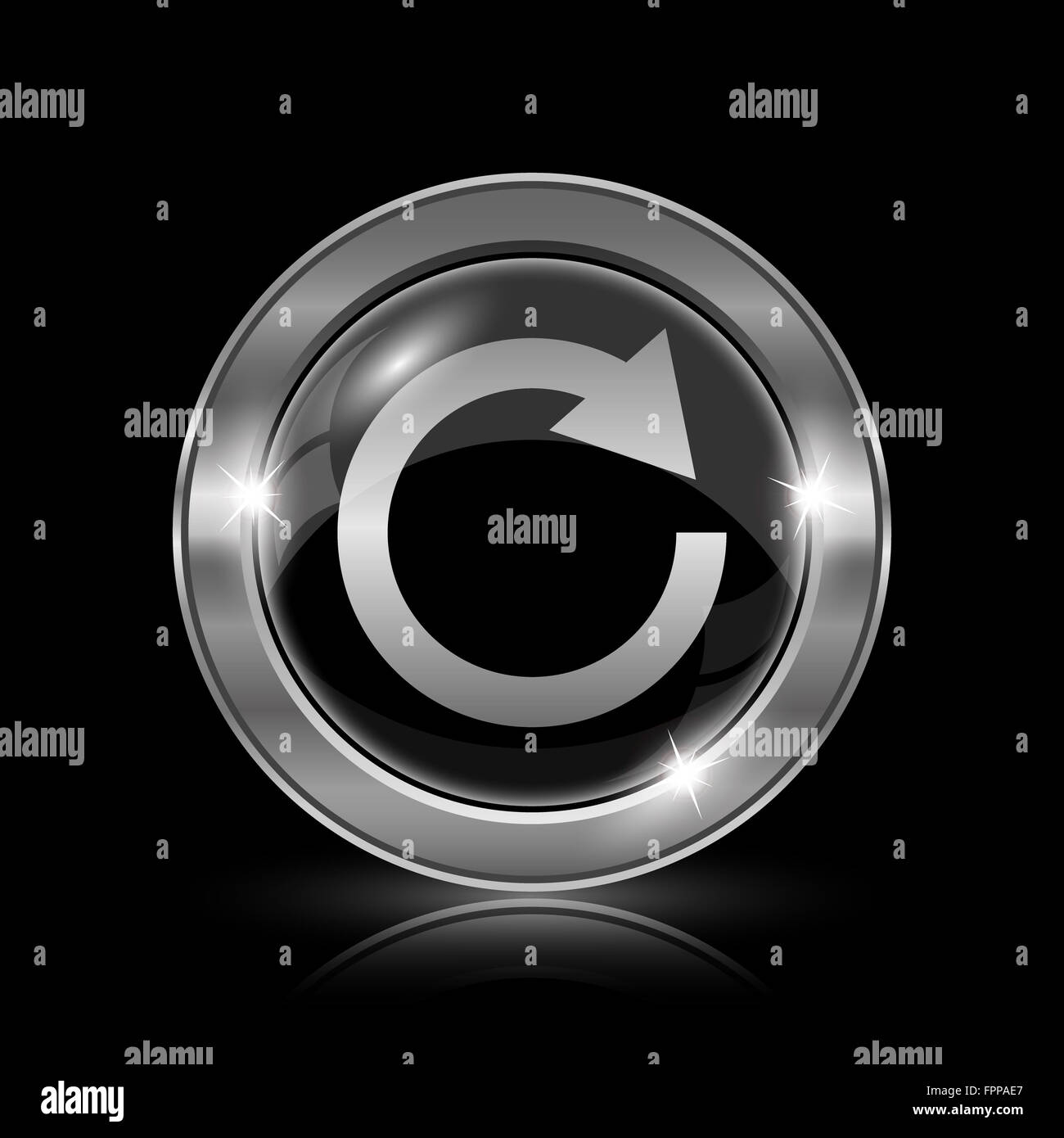 Reload one arrow icon. Internet button on black background Stock Photo ...