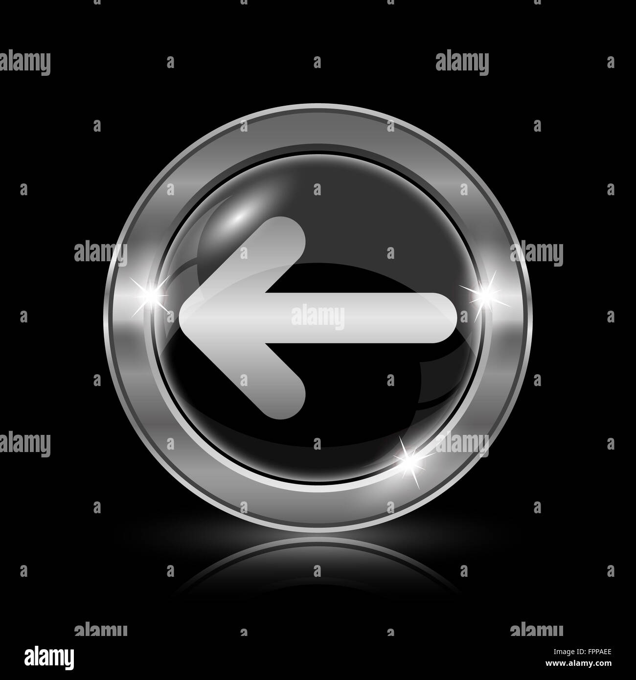 Left arrow icon. Internet button on black background Stock Photo - Alamy