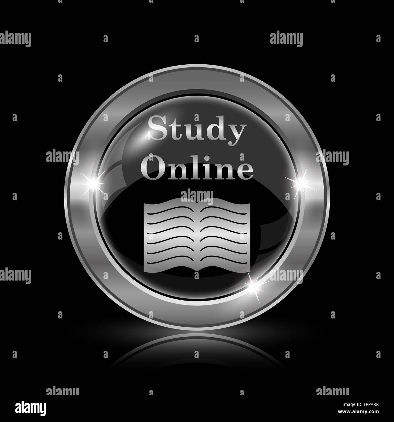 Study online icon. Internet button on black background Stock Photo - Alamy