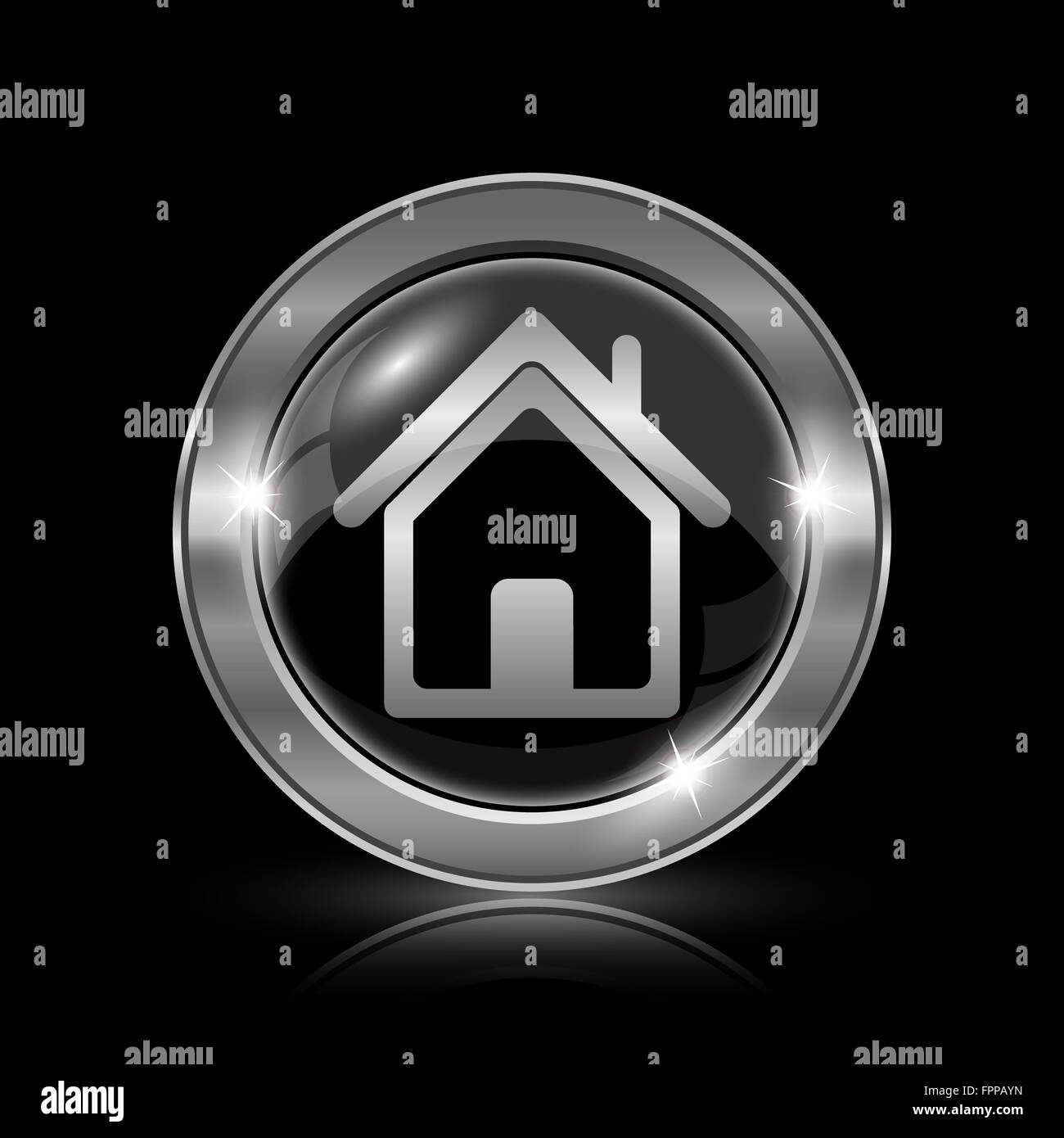 Home icon. Internet button on black background Stock Photo - Alamy