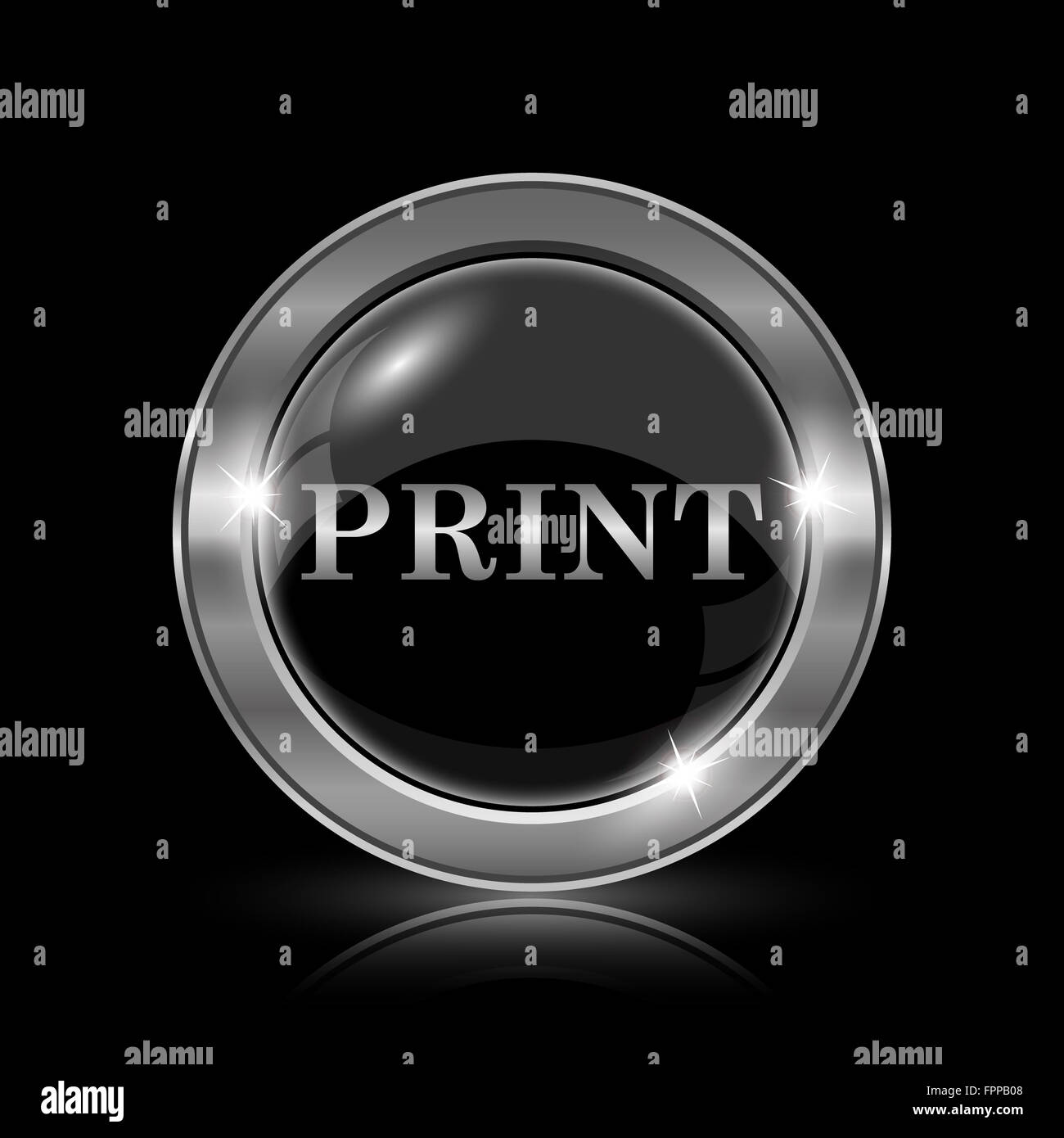 Print icon. Internet button on black background Stock Photo - Alamy