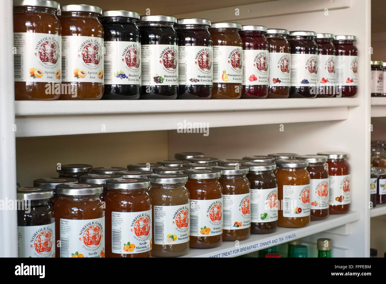Selection of Locally Produced Jams and Preserves in Farm Shop Stock