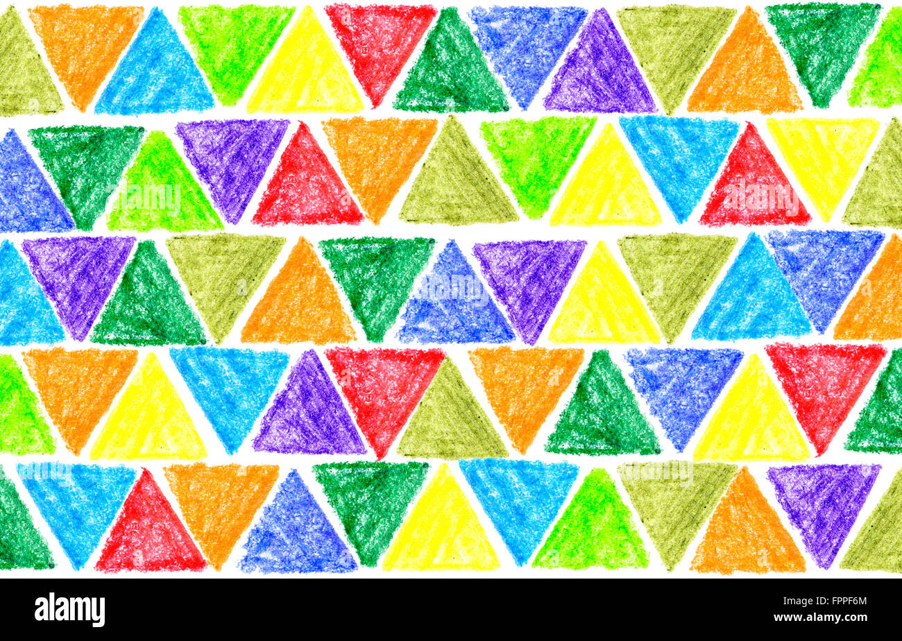 Pastel pencil draw of triangle geometry graphic pattern background Stock Photo