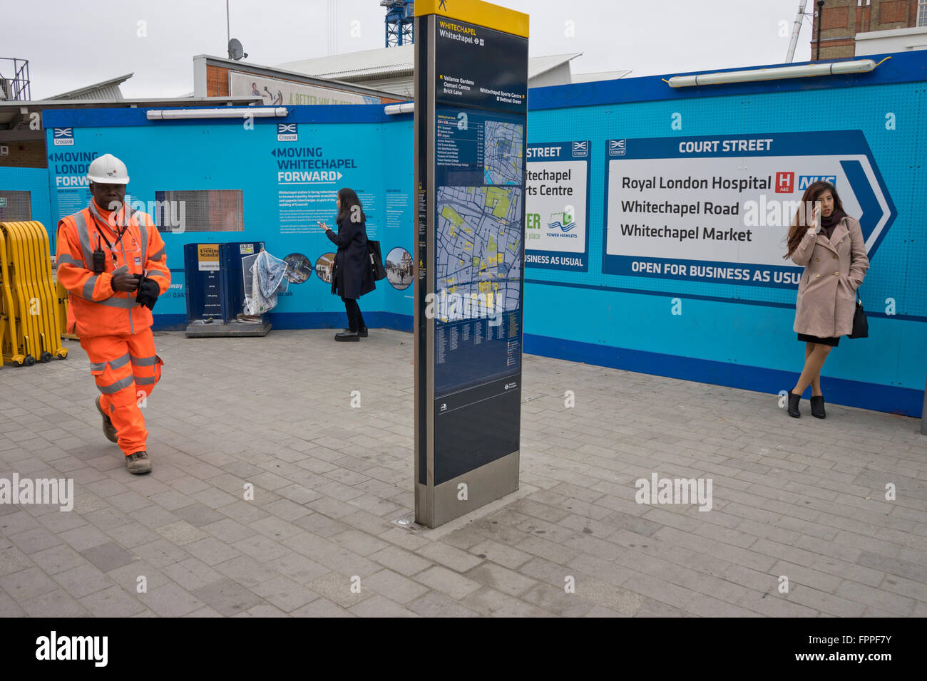 Refurbishment of Whitechapel underground station in London, UK Stock Photo