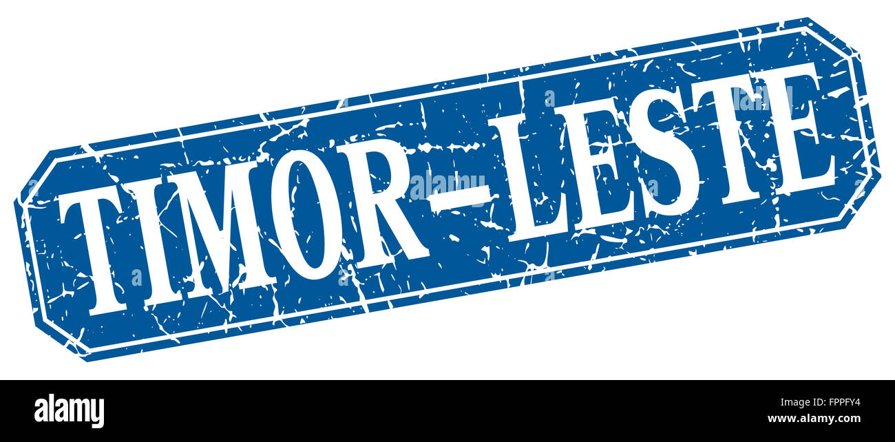 Timor-Leste blue square grunge retro style sign Stock Photo - Alamy