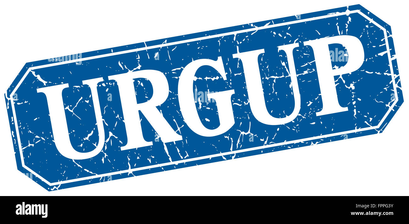 Urgup blue square grunge retro style sign Stock Photo - Alamy