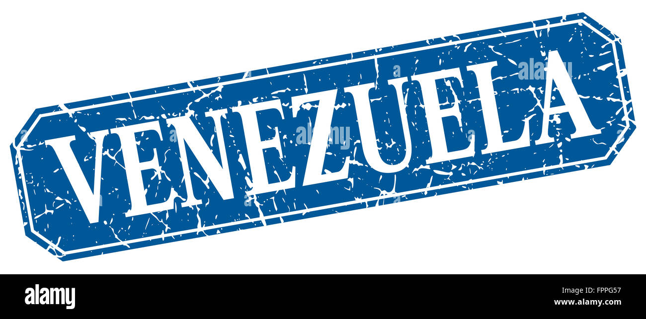 Venezuela blue square grunge retro style sign Stock Photo - Alamy
