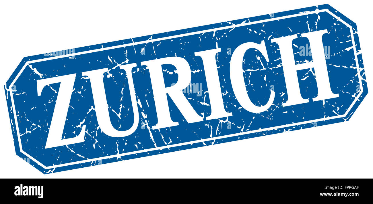 Zurich blue square grunge retro style sign Stock Photo - Alamy