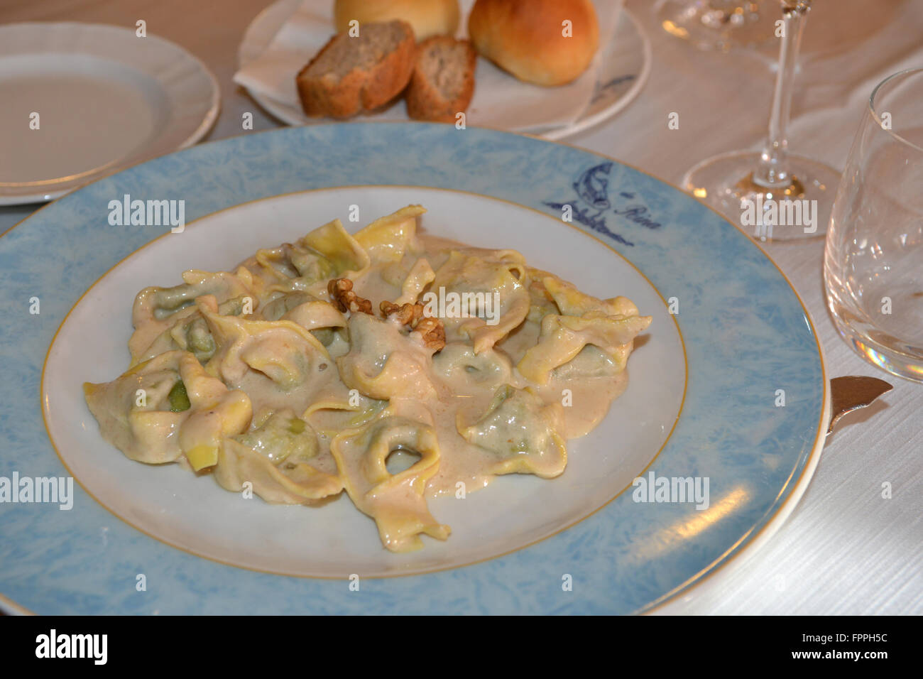 Pansotti with walnut sauce, Ligury, Italy Stock Photo