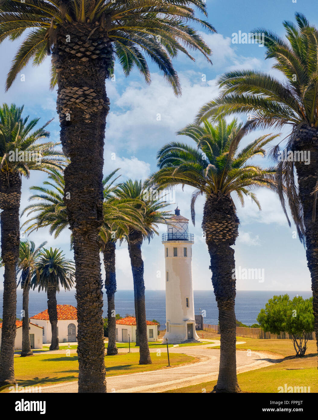 Palas Verdes Point Vicente Lighthouse, California Stock Photo