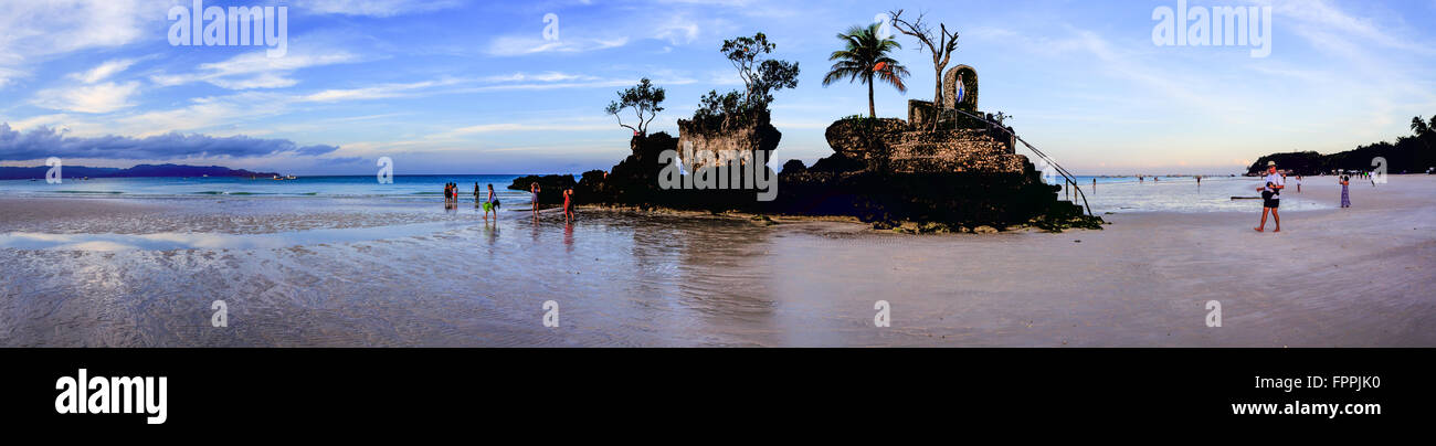 Panorama of Ancient ruins preserved on small island on coast of Leyte in the Philippines Stock Photo