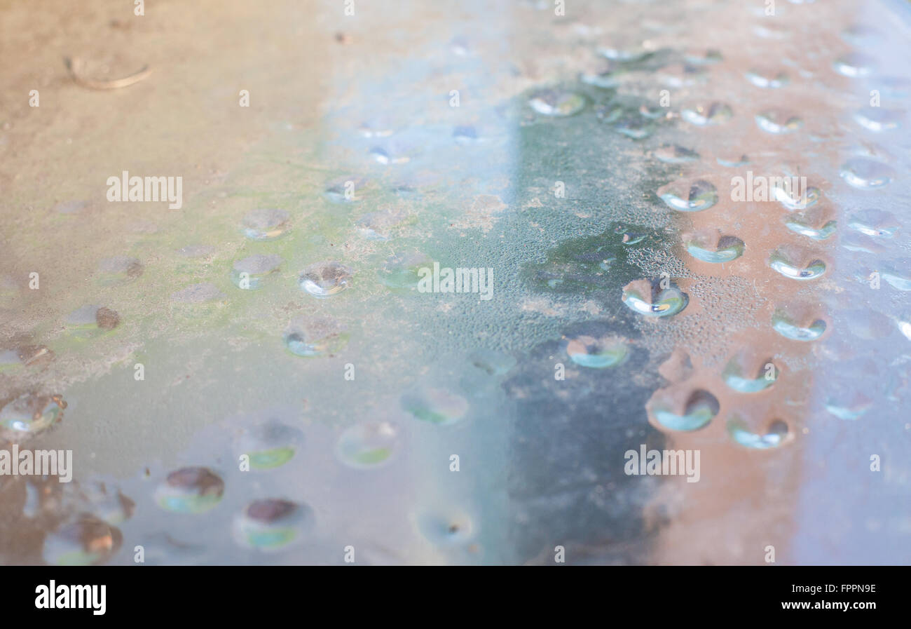 Abstract detail of water droplets on glass Stock Photo
