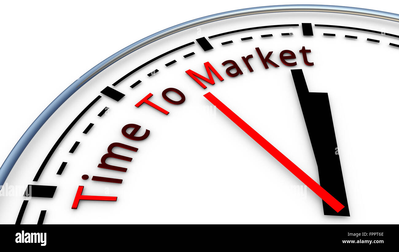 Picture of Time To Market clock concept. Time used to design a new