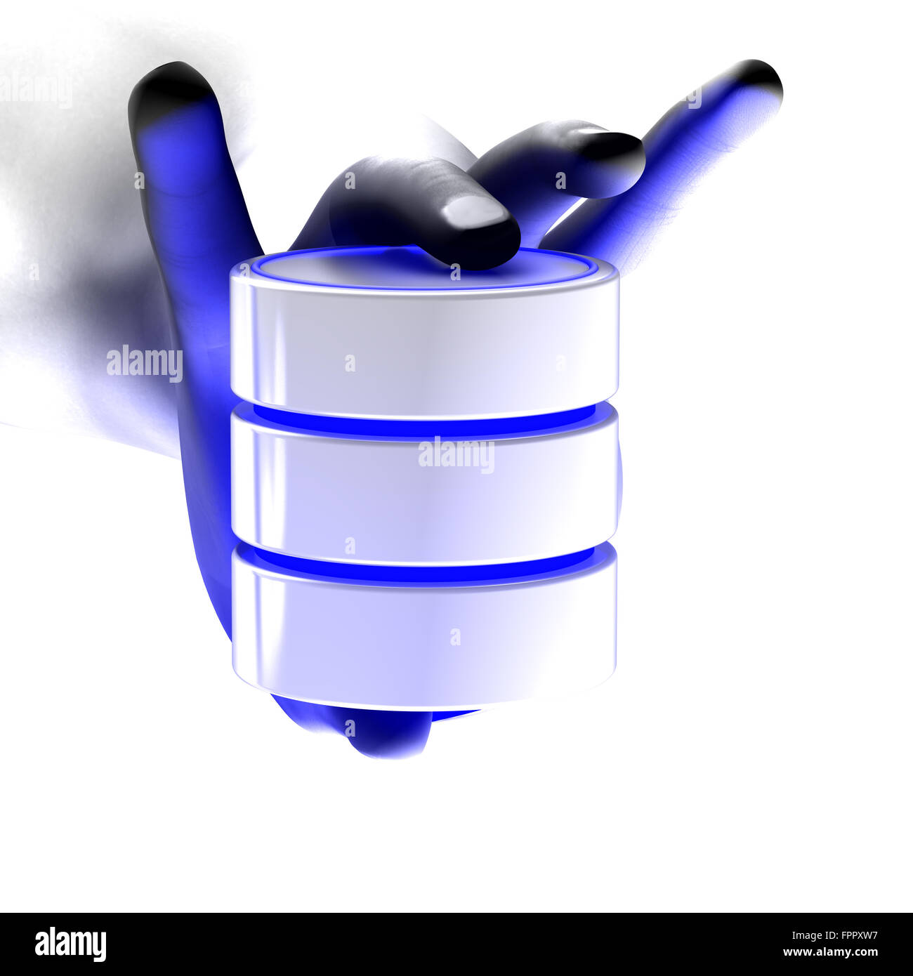 A hand showing a database Stock Photo Alamy