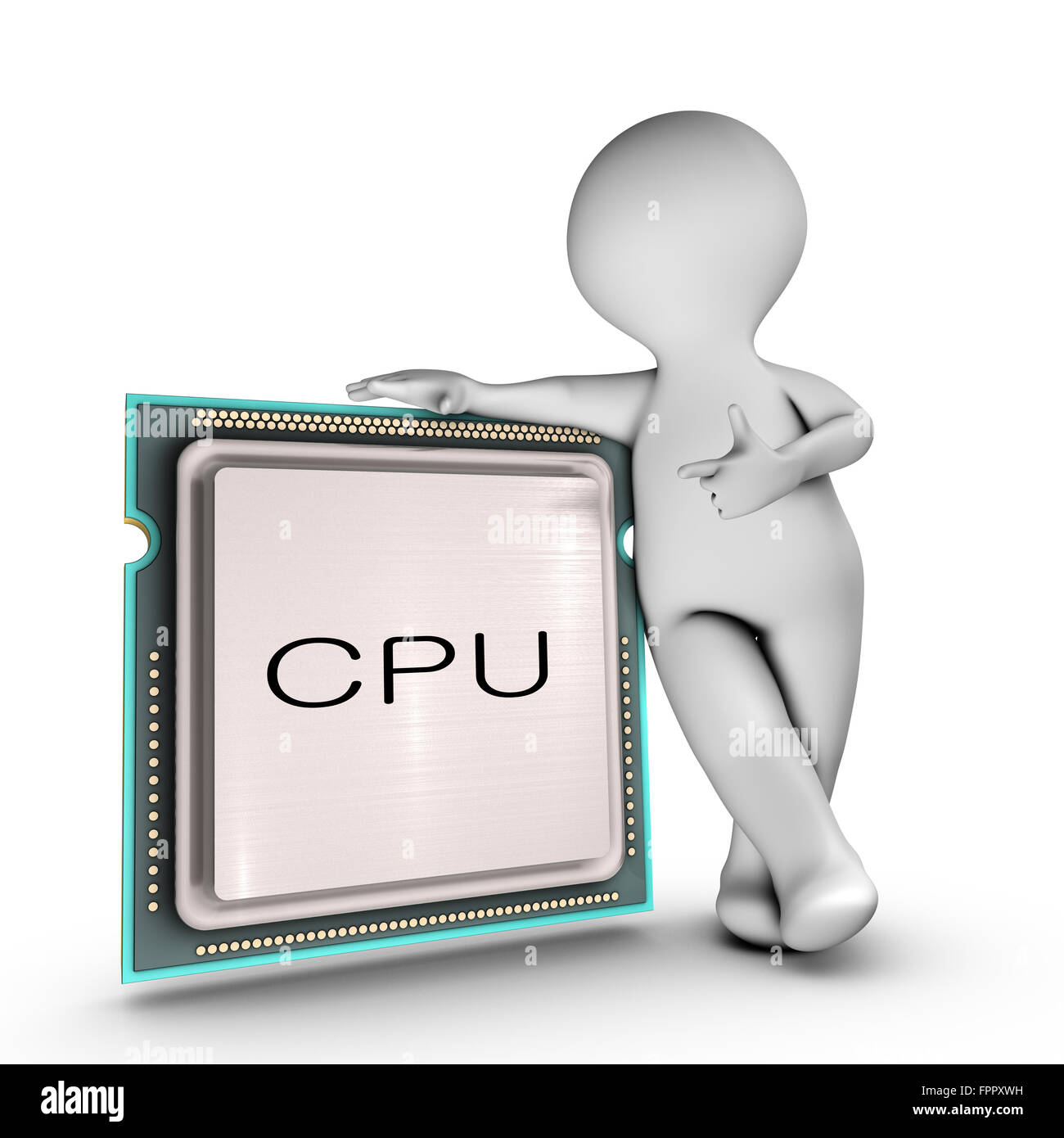 A character relies on a powerful CPU (Central processing unit) Stock Photo