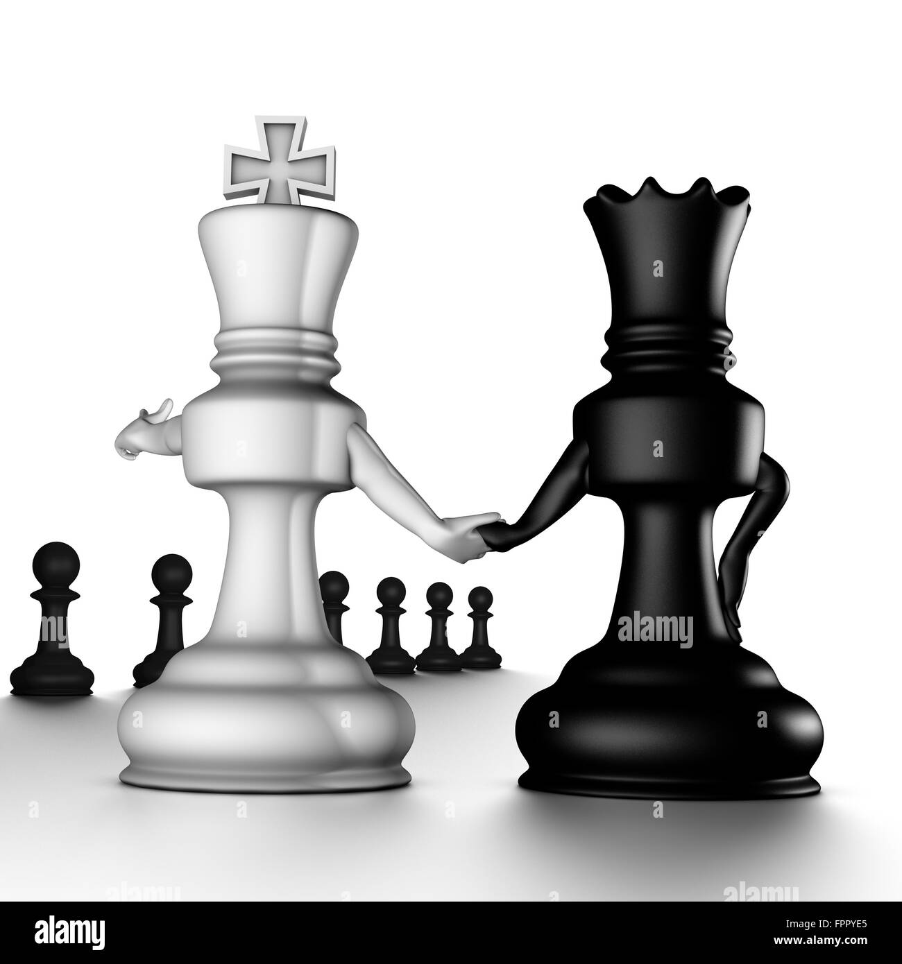 The king shows/selects the pawns Stock Photo