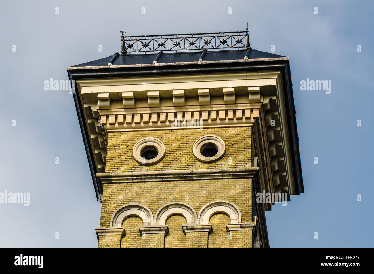 Ornate chimney. The Western Pumping Station was built in 1875 and was designed to supply an integral element of London’s sewage disposal system Stock Photo