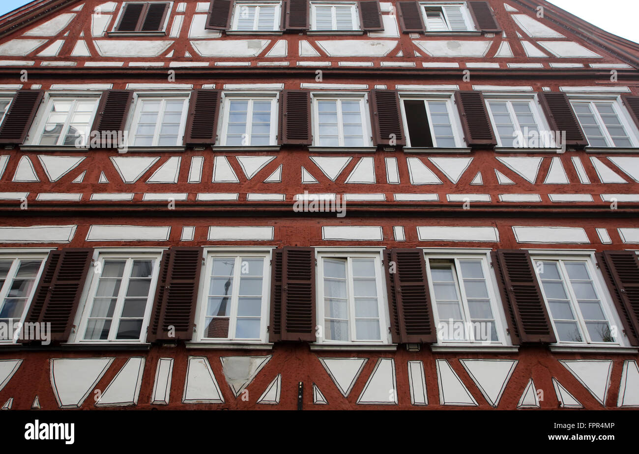Half-timbered old house in Tubingen, Germany on October 21, 2014. Stock Photo