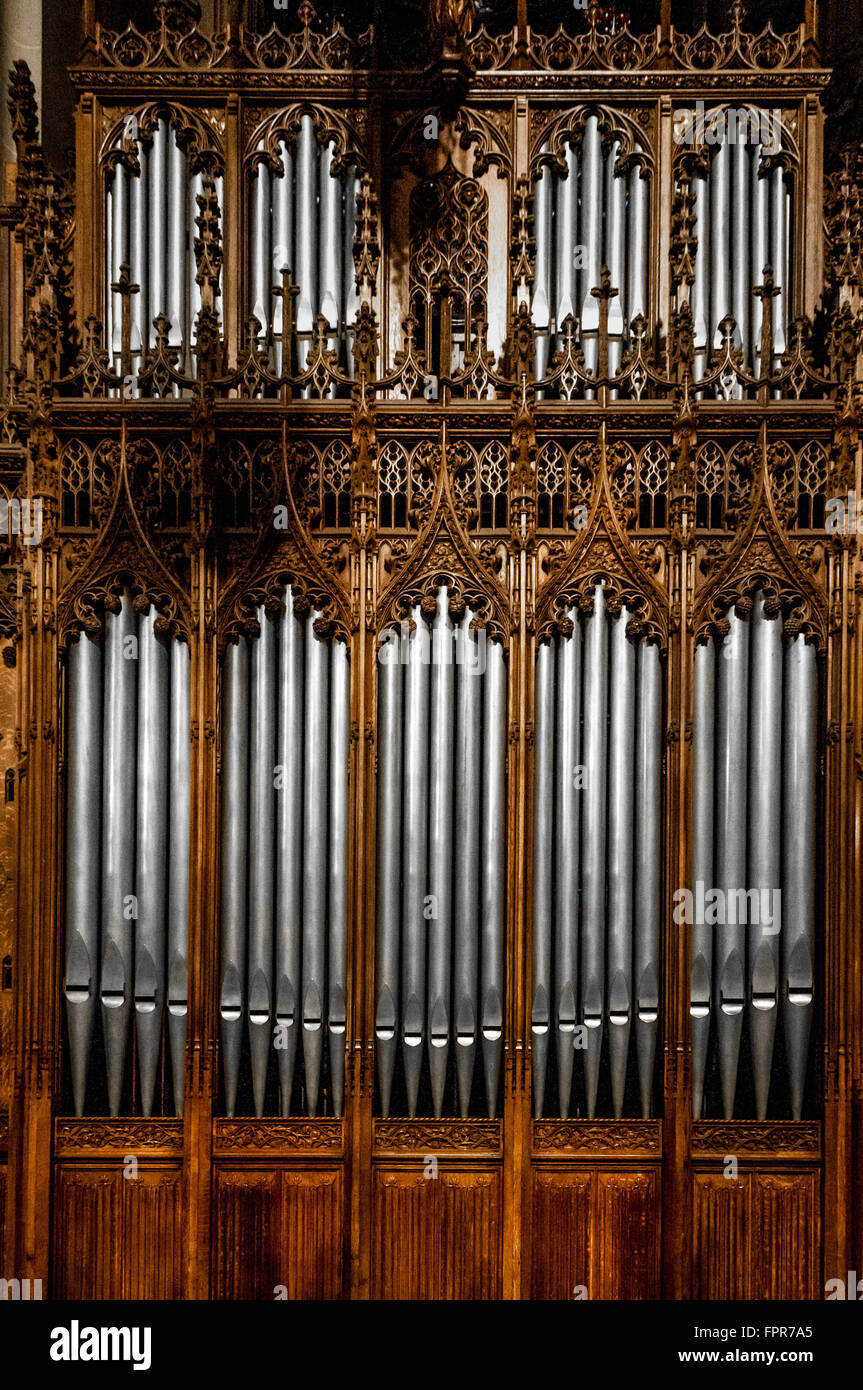 Organ pipes at St. Patrick's Cathedral, New York city, USA. Stock Photo