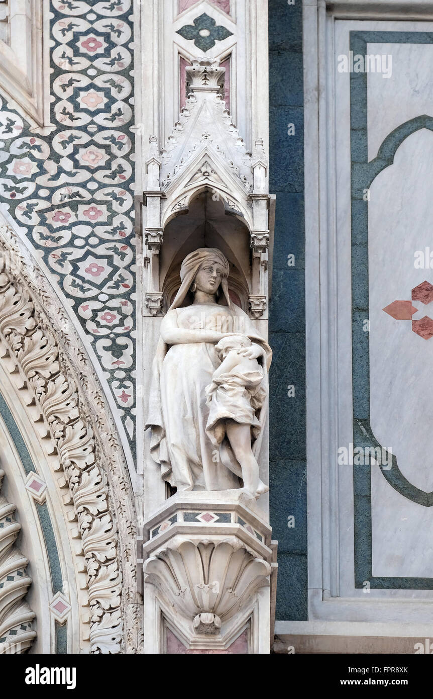Sarah and Isaac, Portal of Cattedrale di Santa Maria del Fiore (Cathedral of Saint Mary of the Flower), Florence, Italy Stock Photo