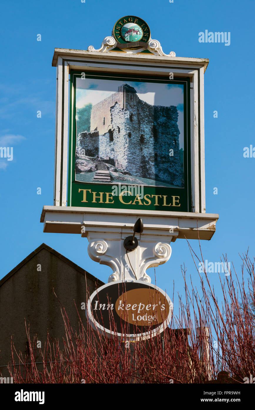 The Castle Pub Sign, Castleton, Derbyshire Stock Photo