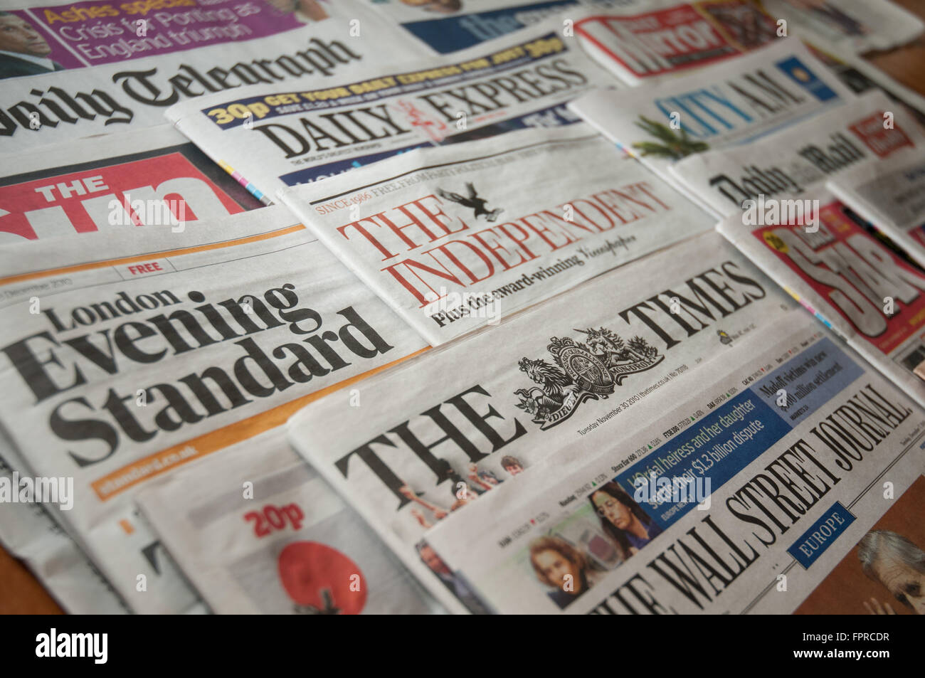 Selection of British National Newspapers as a montage. Stock Photo