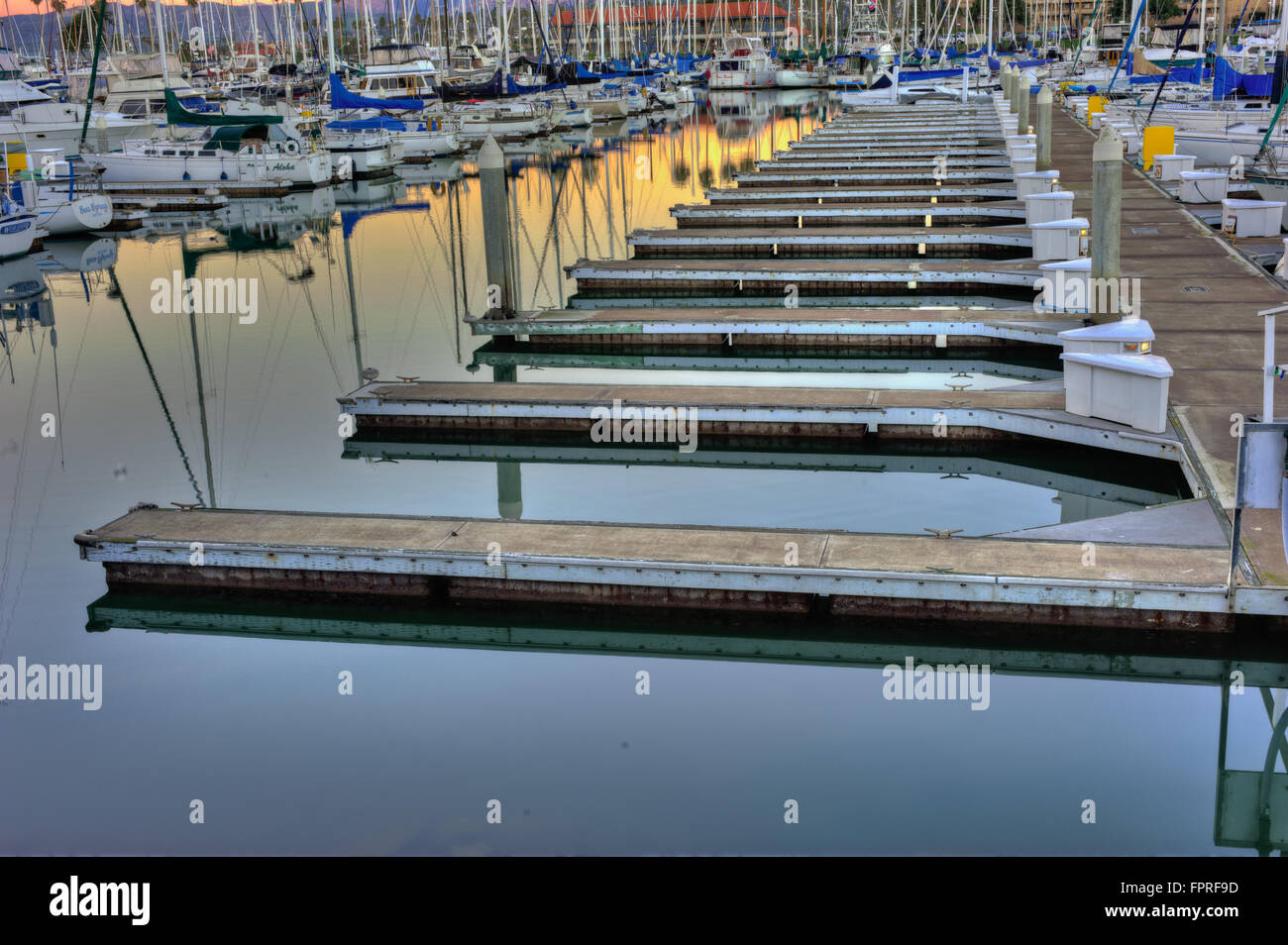 Empty boats slips in Ventura Harbor Stock Photo Alamy