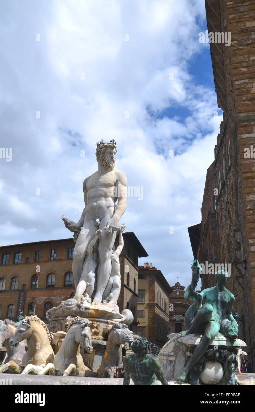 The famous fountain of Neptune on Piazza della Signoria in Florence