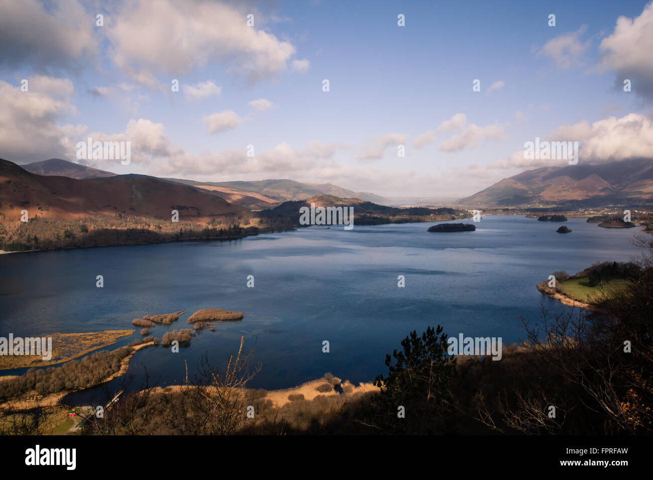 View across Derwent Water to Keswick, Lake District, UK Stock Photo