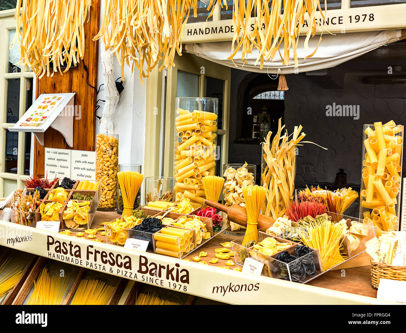 Homemade Pasta Shop in Mykonos, Greece Stock Photo 100092164 Alamy