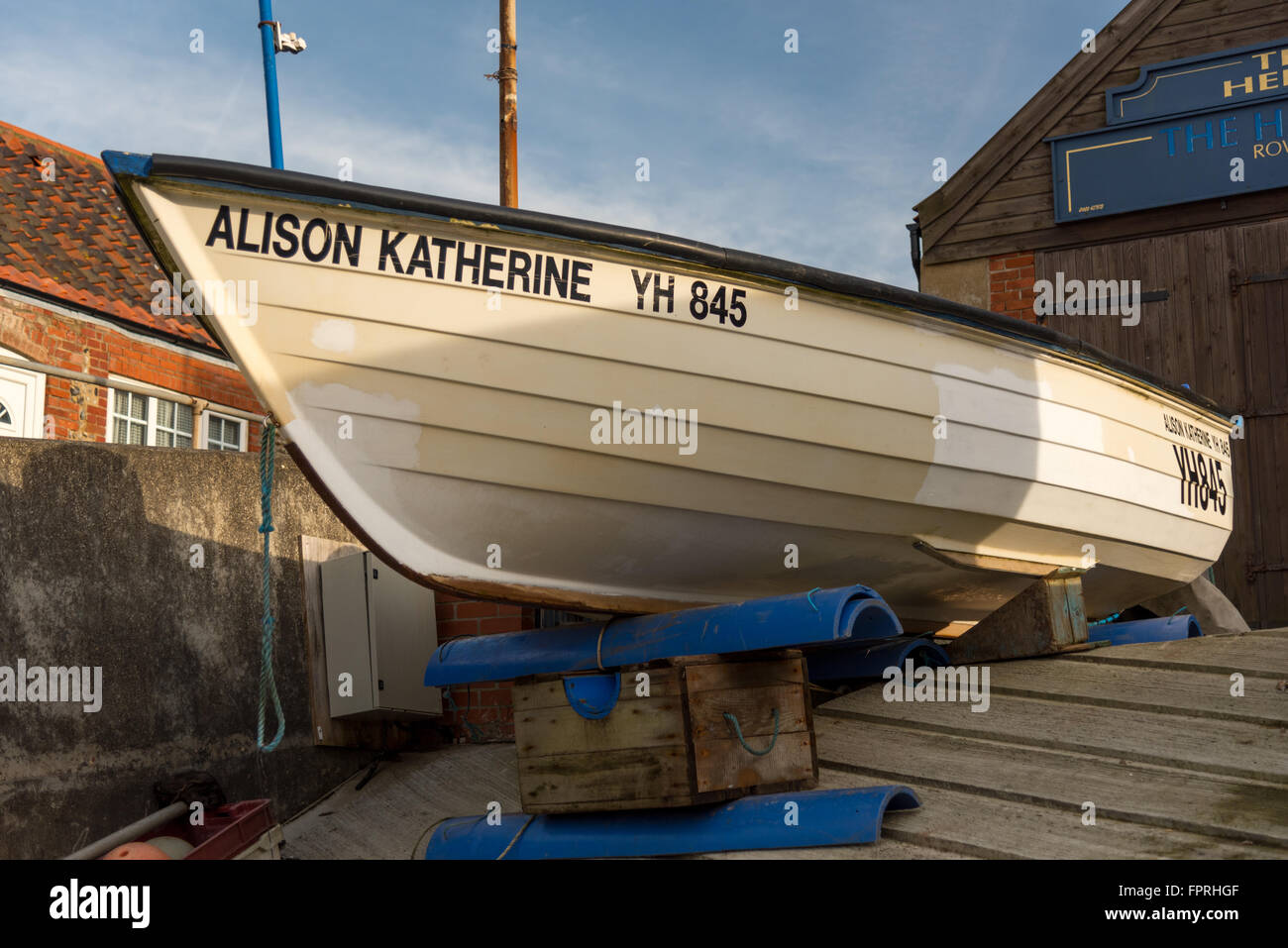 View of boats on slipway at the Heritage Centre Stock Photo