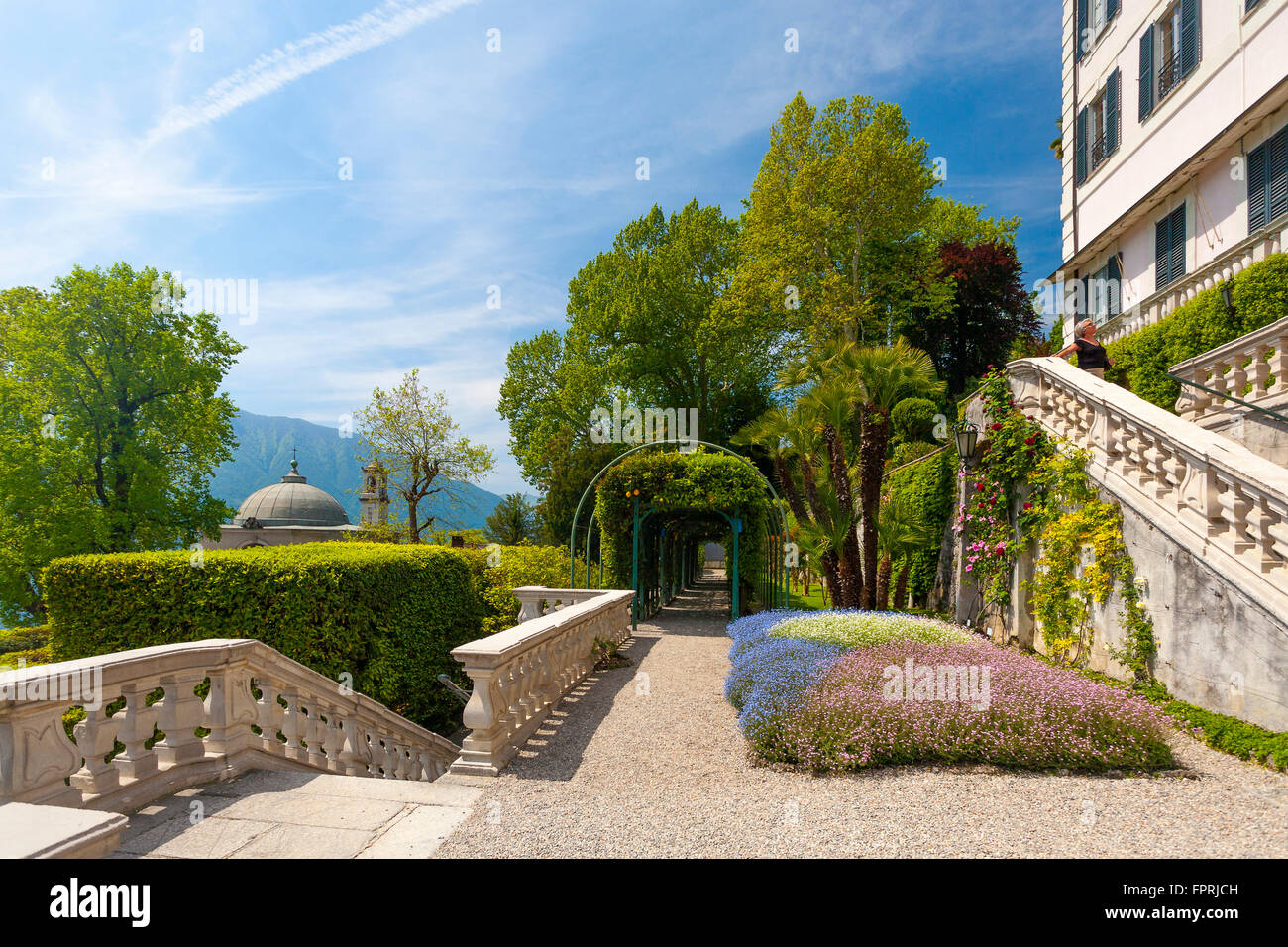 Botanic garden of the Villa Carlotta Tremezzo, lake Como, Lombardy, Italy Stock Photo