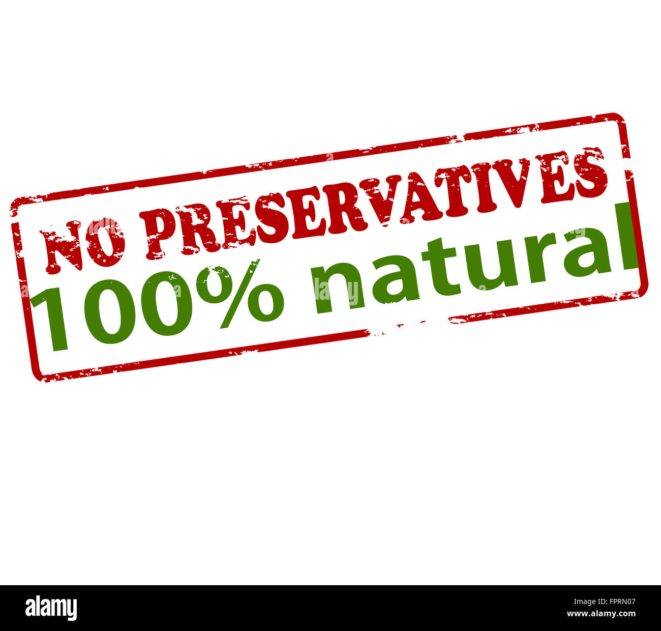 Rubber stamp with text no preservatives one hundred percent natural inside, vector illustration Stock Photo