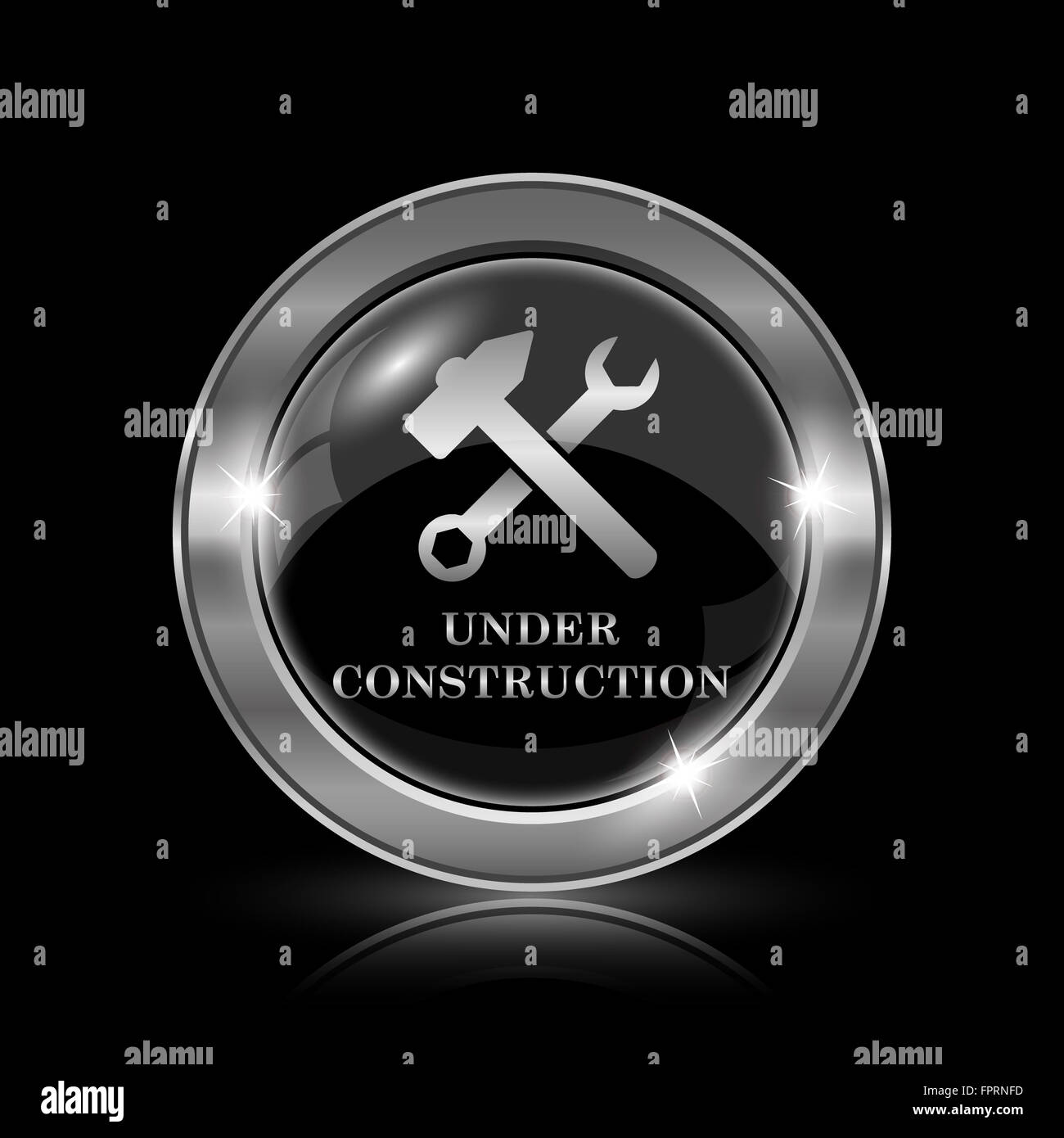 Under construction icon. Internet button on black background Stock ...