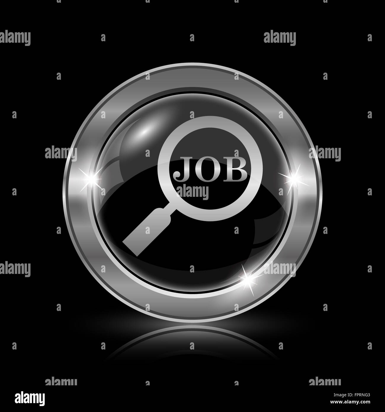 Search for job icon. Internet button on black background Stock Photo ...