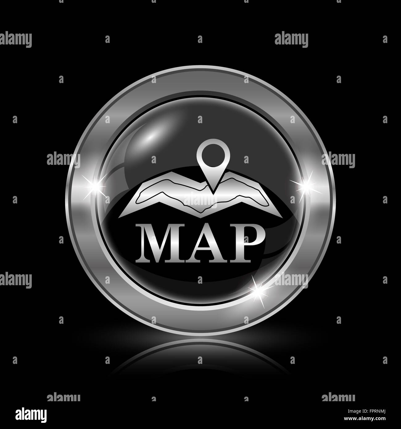 Map icon. Internet button on black background Stock Photo - Alamy