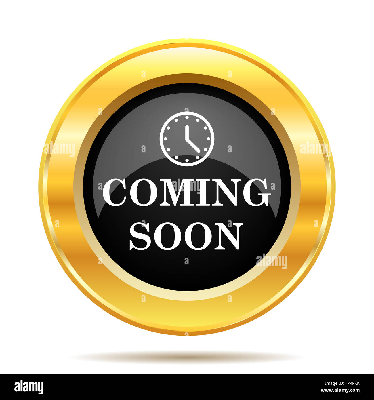 Coming soon icon. Internet button on white background Stock Photo - Alamy