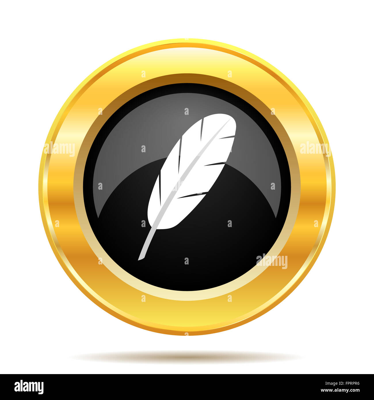 Feather icon. Internet button on white background Stock Photo - Alamy