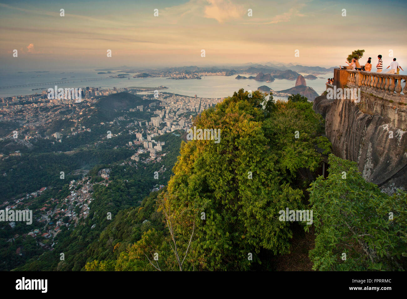 View of Guanabara Bay, Rio from the platform in front of the Christ statue Stock Photo