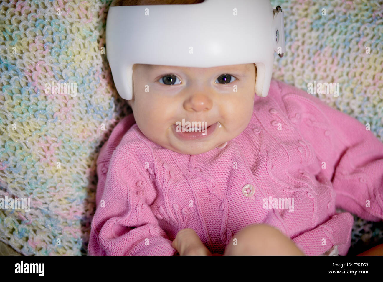 Happy Girl in her Helmet Stock Photo