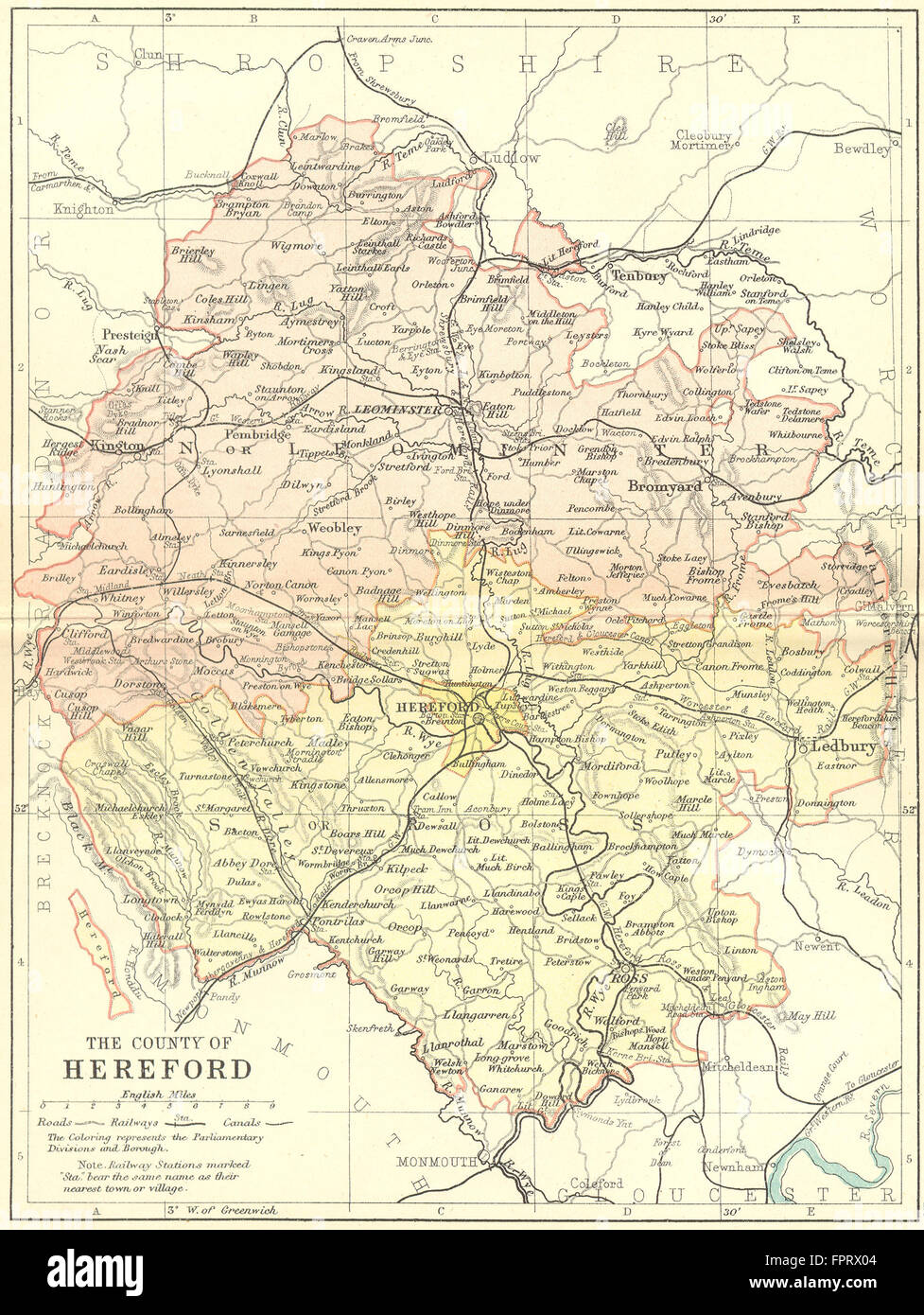 HEREFORD: Philip, 1898 antique map Stock Photo