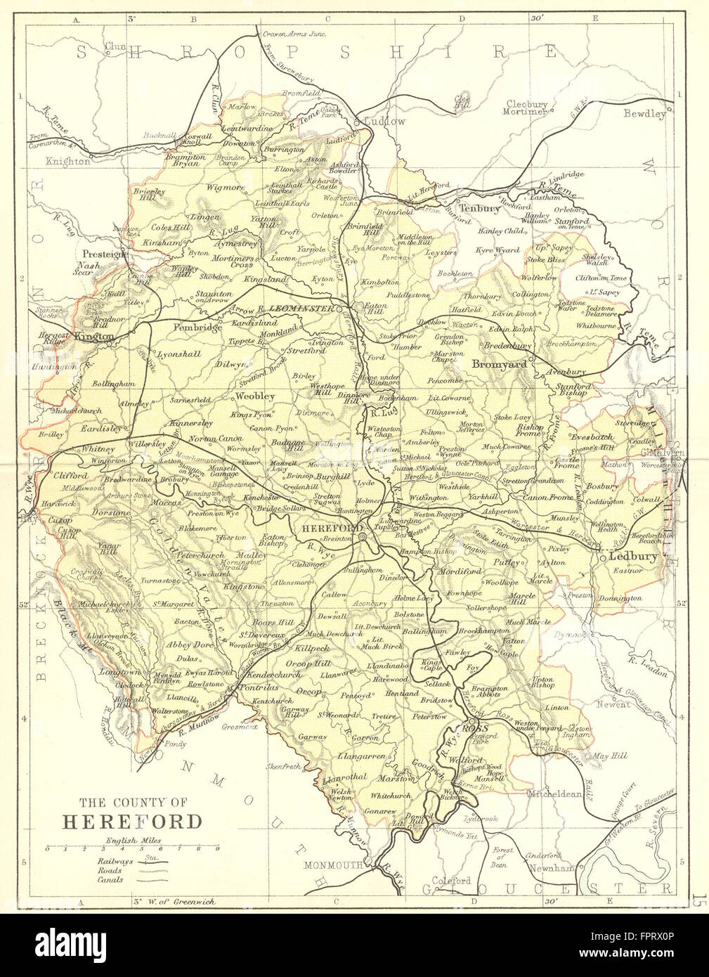HEREFORD: Philip, 1876 antique map Stock Photo