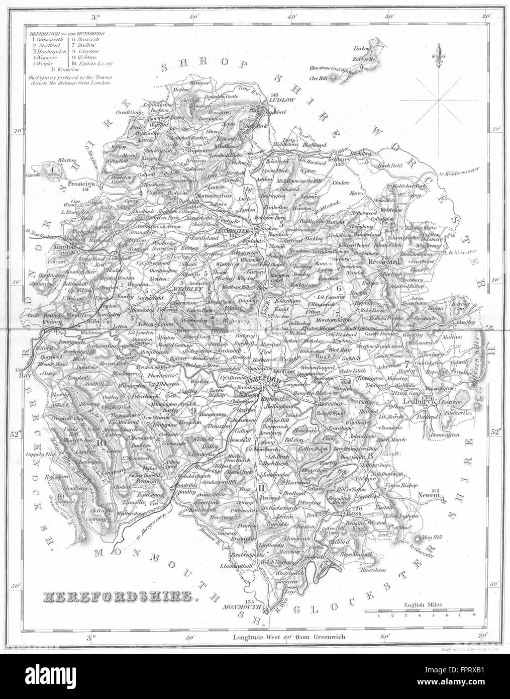 HEREFORD Herefordshire Fullarton, 1844 antique map Stock Photo Alamy