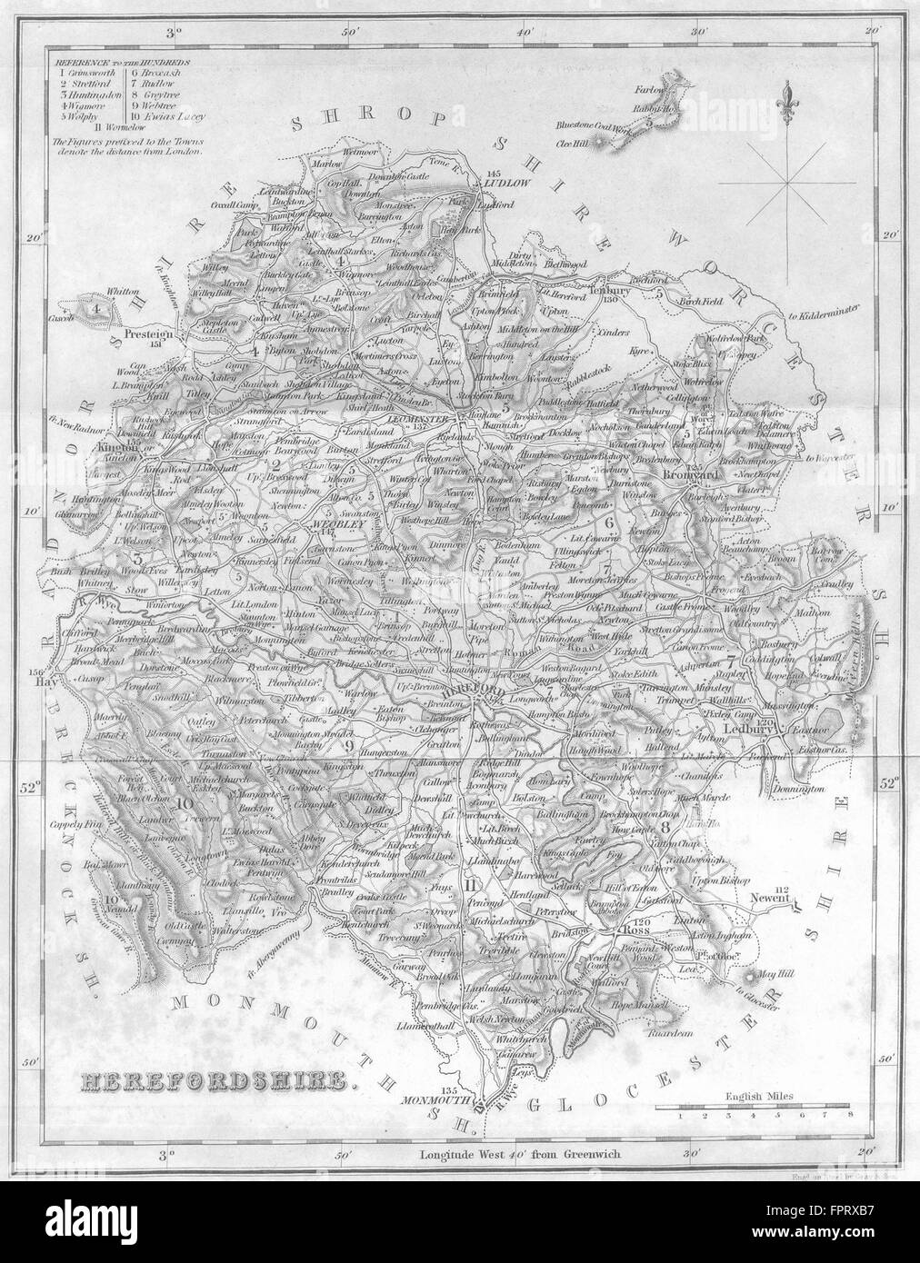HEREFORD Herefordshire Fullarton, 1844 antique map Stock Photo Alamy