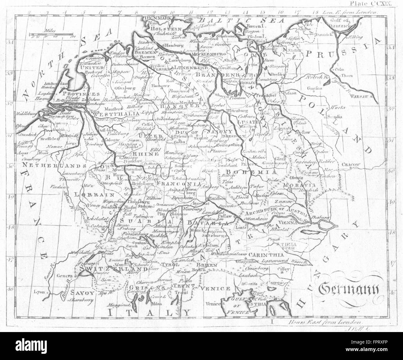 GERMANY: Bell, 1798 antique map Stock Photo