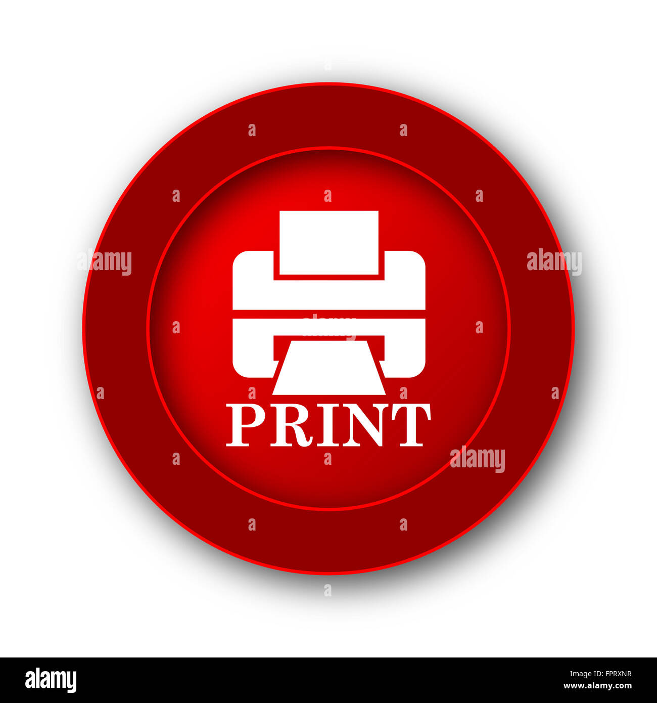 Printer with word print icon internet button on white background stock