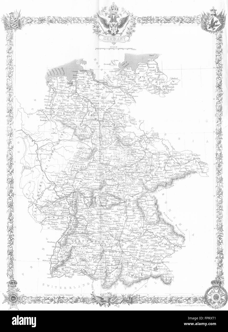 GERMANY: Rapkin, 1860 antique map Stock Photo
